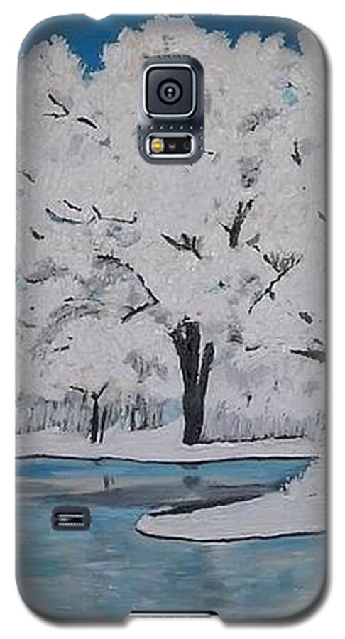 Acrylic Landscape Galaxy S5 Case featuring the painting White Trees by Denise Morgan