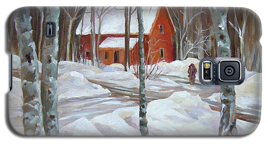Waterville Estates New Hampshire Galaxy S5 Case featuring the painting Winter in the Woods by Nancy Griswold