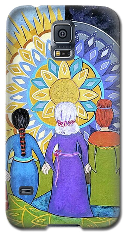Women Galaxy S5 Case featuring the painting Women's Circle Mandala by Jean Fry