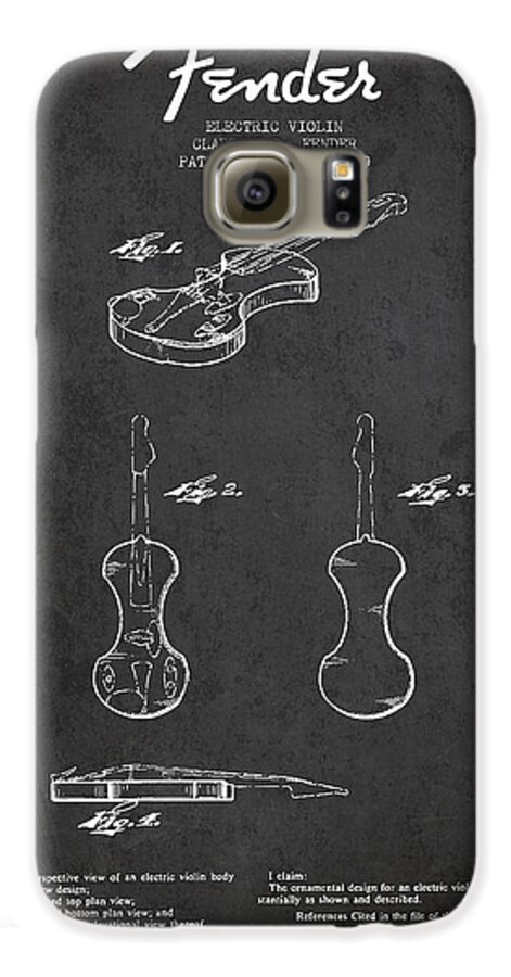 Violin Galaxy S6 Case featuring the digital art Electric Violin Patent Drawing From 1960 #2 by Aged Pixel