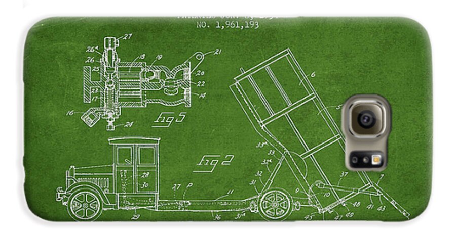 Dump Truck Galaxy S6 Case featuring the digital art Dump Truck patent drawing from 1934 #3 by Aged Pixel