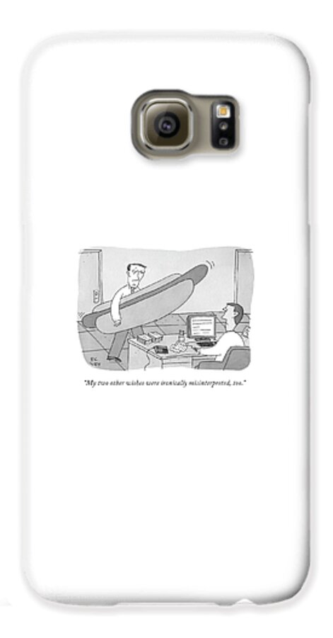 A Man Carrying A Giant Hot Dog Speaks To Another Galaxy S6 Case