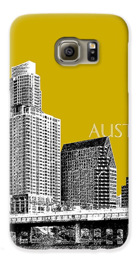 Architecture Galaxy S6 Case featuring the digital art Austin Texas Skyline - Gold by DB Artist
