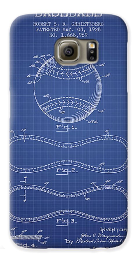 Baseball Galaxy S6 Case featuring the drawing Baseball Patent From 1928 - Blueprint by Aged Pixel