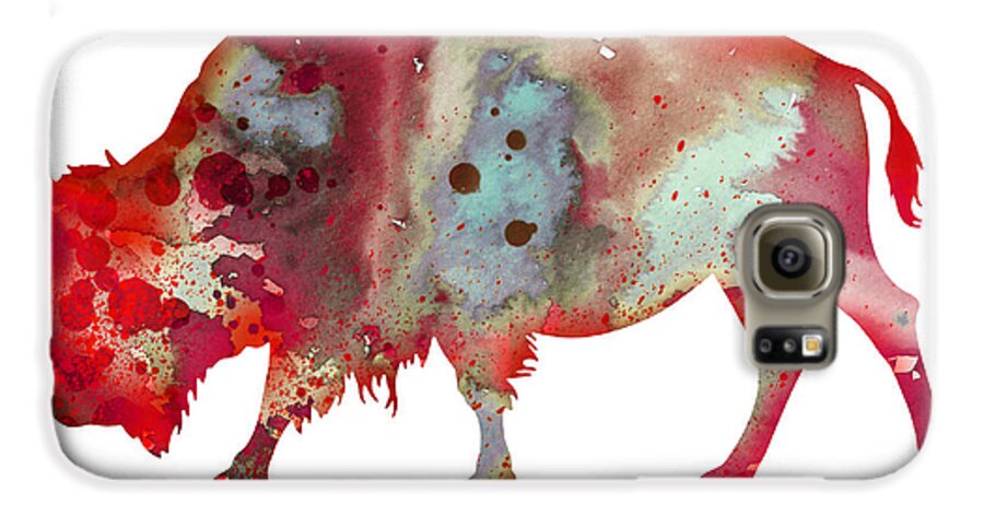 Bison Watercolor Print Galaxy S6 Case featuring the painting Bison by Watercolor Girl