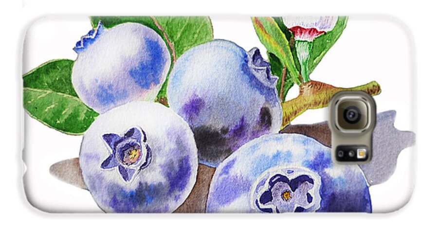 Blueberries Galaxy S6 Case featuring the painting ArtZ Vitamins The Blueberries by Irina Sztukowski