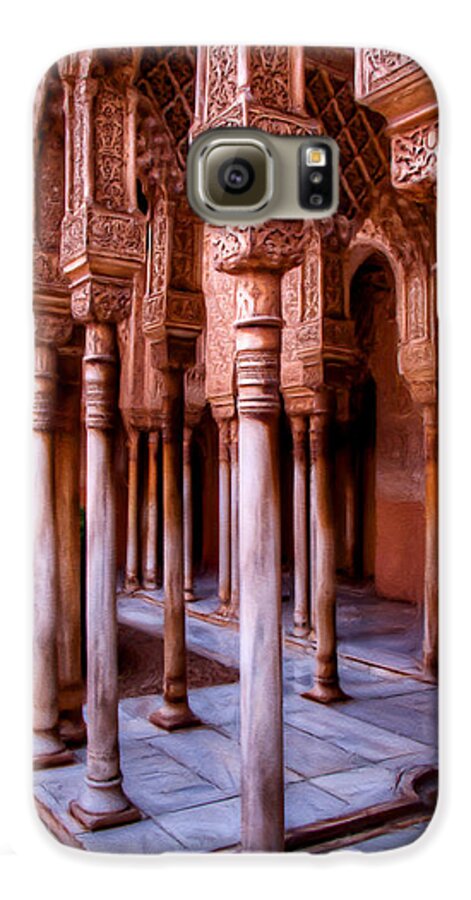Alhambra Galaxy S6 Case featuring the photograph Columns of the Court of the Lions - Painting by Weston Westmoreland