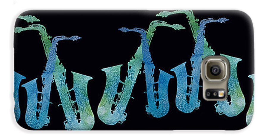 Saxes Galaxy S6 Case featuring the digital art Cool Blue Saxophone String by Jenny Armitage