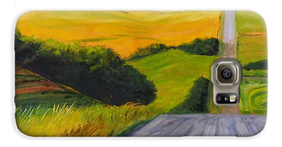 Oregon Galaxy S6 Case featuring the painting Country Road by Nancy Merkle