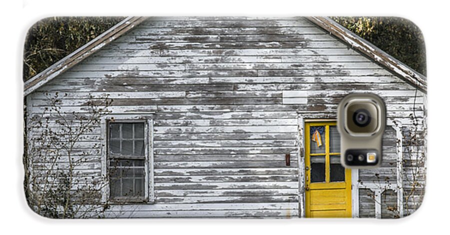 Defiant Galaxy S6 Case featuring the photograph Defiant Yellow Door - Square by Terry Rowe