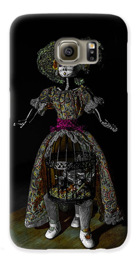 Gothic Galaxy S6 Case featuring the photograph Doll with Dead Bird in New Orleans by Louis Maistros
