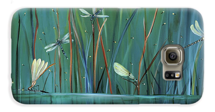 Dragonfly Galaxy S6 Case featuring the painting Dragonfly Diner by Carol Sweetwood