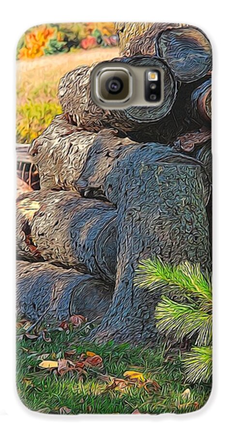  Trees Galaxy S6 Case featuring the painting Log Pile by Peter Jackson