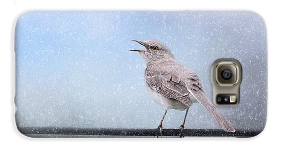 Jai Johnson Galaxy S6 Case featuring the photograph Mockingbird In The Snow by Jai Johnson
