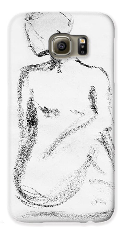Nude Galaxy S6 Case featuring the drawing Nude Model Gesture VI by Irina Sztukowski