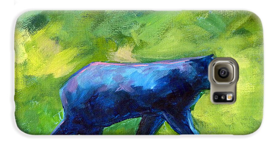 Abstract Galaxy S6 Case featuring the painting Prowling by Nancy Merkle