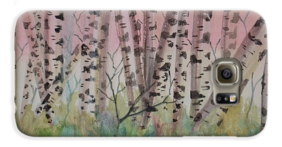 Birch Trees Galaxy S6 Case featuring the painting Soft Serenity by Denise Tomasura