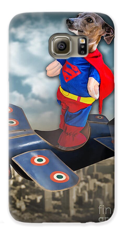 Flying Dog Galaxy S6 Case featuring the digital art SPEEDOlini Flying High by Kathy Tarochione
