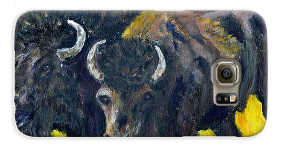 Bison Galaxy S6 Case featuring the painting The Call by Caroline Owen-Doar