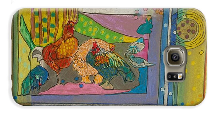 Chicken Galaxy S6 Case featuring the painting Vondelpark Chicken by Judith Van Praag