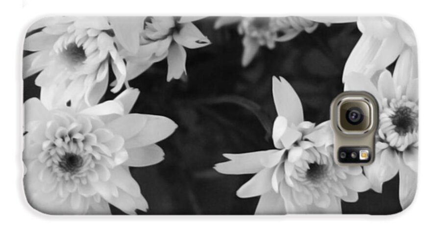 Flowers Galaxy S6 Case featuring the photograph White Flowers- black and white photography by Linda Woods
