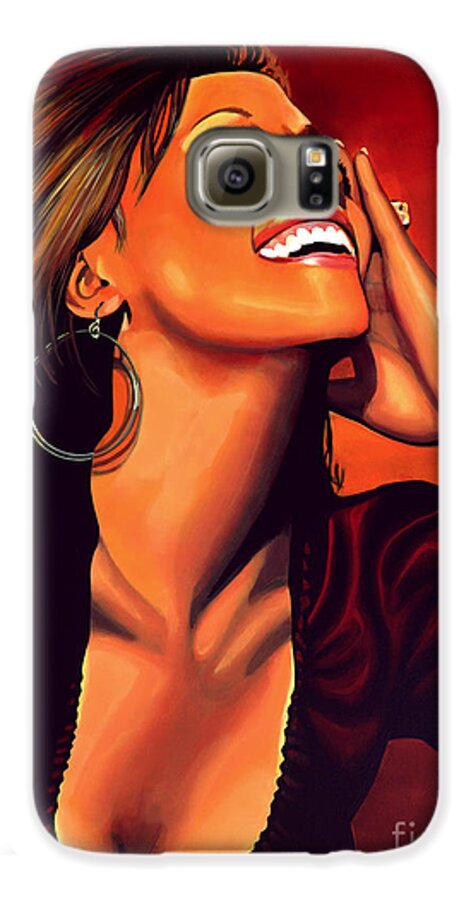 Whitney Houston Galaxy S6 Case featuring the painting Whitney Houston by Paul Meijering