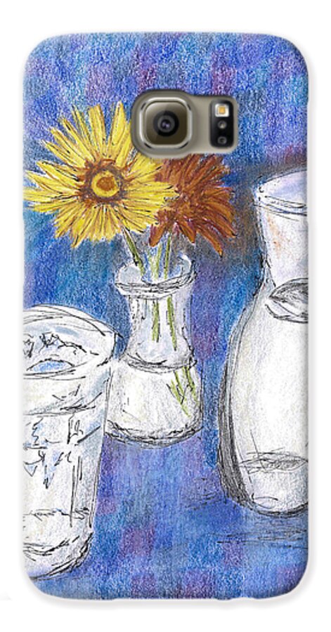 Modern Galaxy S6 Case featuring the painting Wine and Flowers by William Killen