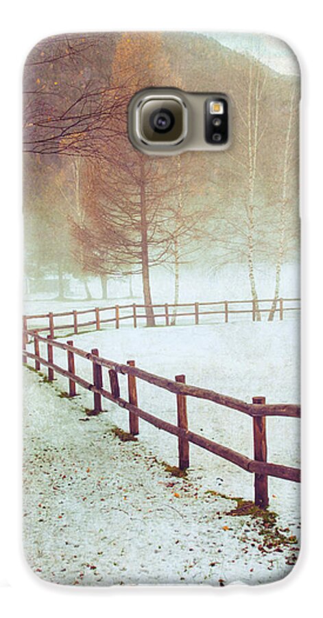 Fence Galaxy S6 Case featuring the photograph Winter tree with fence by Silvia Ganora
