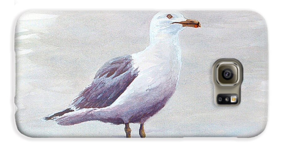 Seagull Galaxy S6 Case featuring the painting Seagull by Chriss Pagani