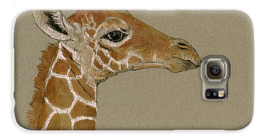 Giraffe Art Wall Galaxy S6 Case featuring the painting Giraffe head study #2 by Juan Bosco