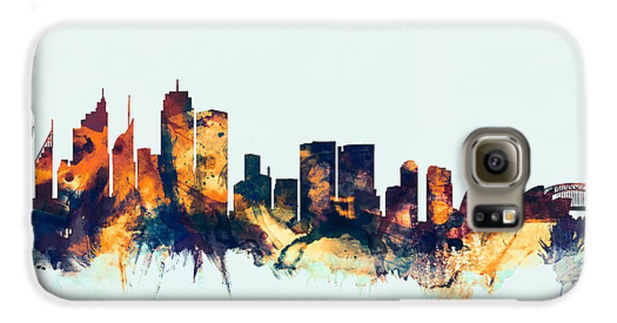 Sydney Galaxy S6 Case featuring the digital art Sydney Australia Skyline #4 by Michael Tompsett