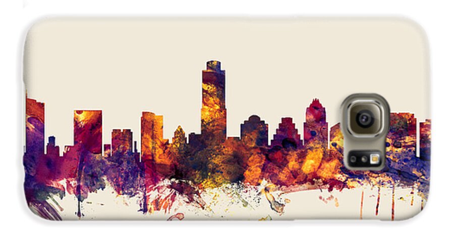 United States Galaxy S6 Case featuring the digital art Austin Texas Skyline #6 by Michael Tompsett