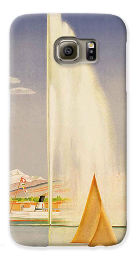 Advertisement For Travel To Geneva Galaxy S6 Case featuring the painting Advertisement for travel to Geneva by Fehr