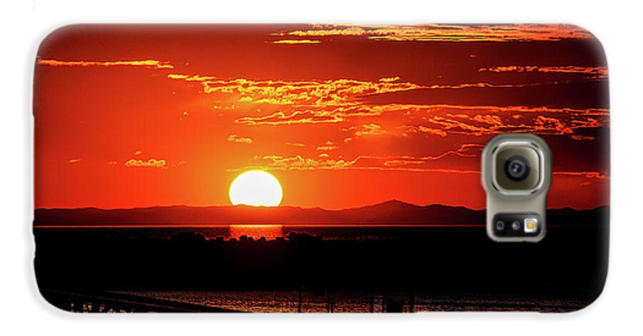 Antelope Island Galaxy S6 Case featuring the photograph Antelope Island Marina sunset by Bryan Carter