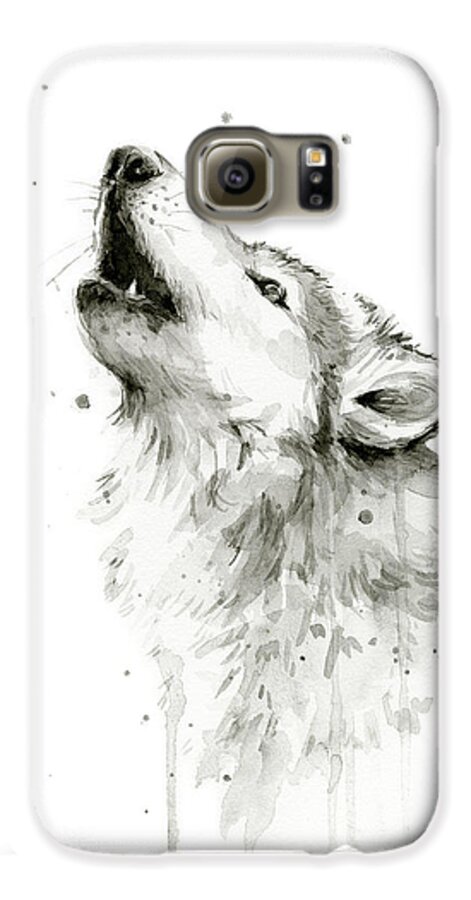 Watercolor Galaxy S6 Case featuring the painting Howling Wolf Watercolor by Olga Shvartsur