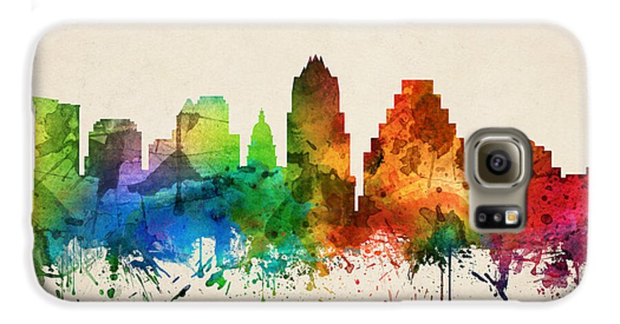 Austin Galaxy S6 Case featuring the painting Austin Texas Skyline 05 by Aged Pixel