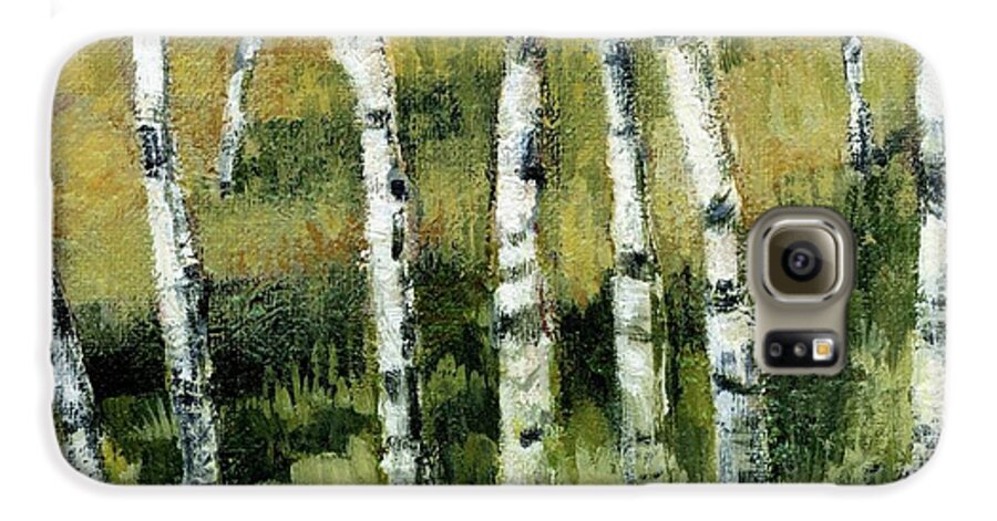 Trees Galaxy S6 Case featuring the painting Birches on a Hill by Michelle Calkins