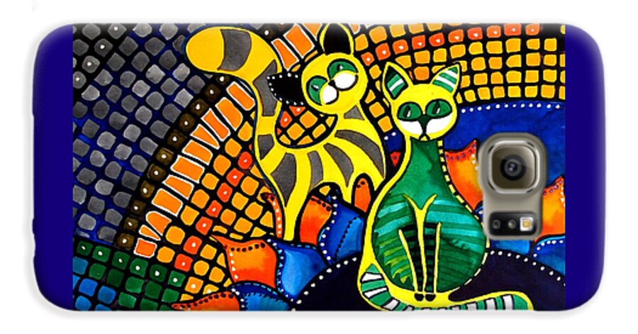 For Kids Galaxy S6 Case featuring the painting Cheer Up My Friend - Cat Art by Dora Hathazi Mendes by Dora Hathazi Mendes