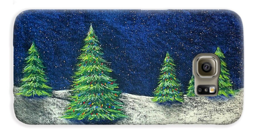 Christmas Galaxy S6 Case featuring the drawing Christmas Trees in the Snow by Nancy Mueller