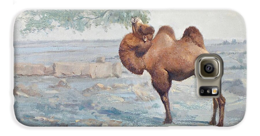 The Camel Galaxy S6 Case featuring the painting Foraging by Chen Baoyi