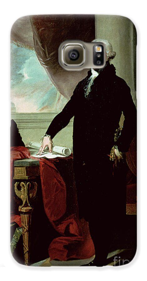 George Washington (1732-99) (colour Litho) By Gilbert Stuart (1755-1828) Galaxy S6 Case featuring the painting George Washington by Gilbert Stuart