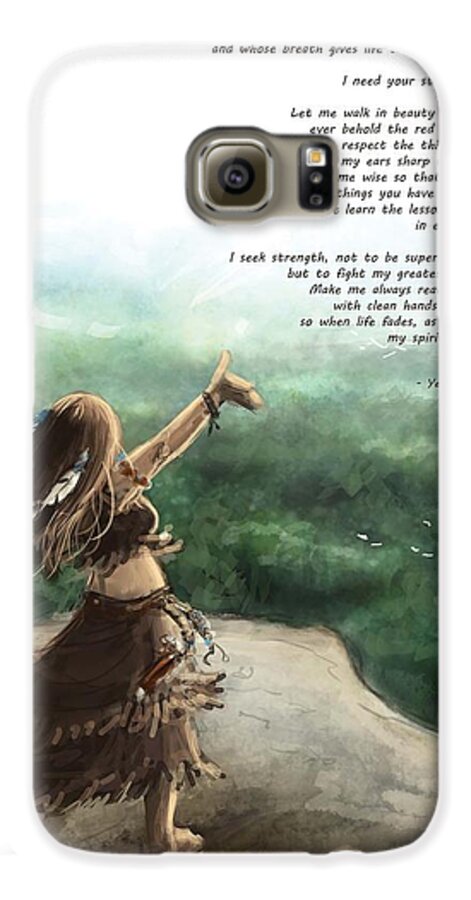 Native American Galaxy S6 Case featuring the painting Great Spirit Prayer by Brandy Woods