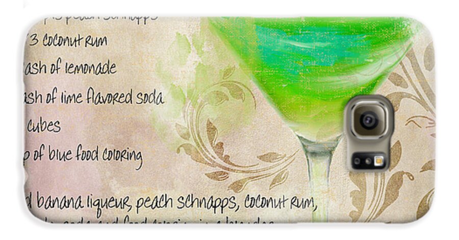 Cocktail Galaxy S6 Case featuring the painting Green Angel Mixed Cocktail Recipe Sign by Mindy Sommers