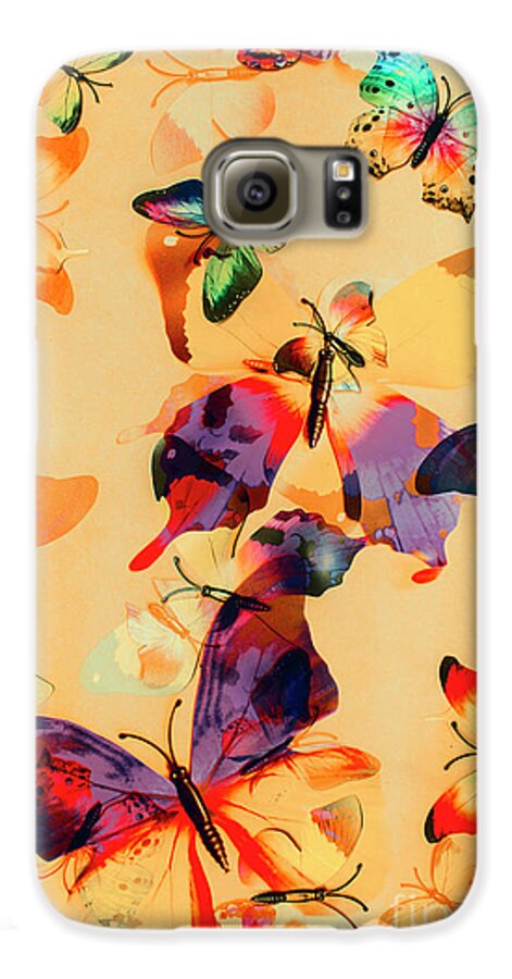 Background Galaxy S6 Case featuring the photograph Group of Butterflies with Colorful Wings by Jorgo Photography