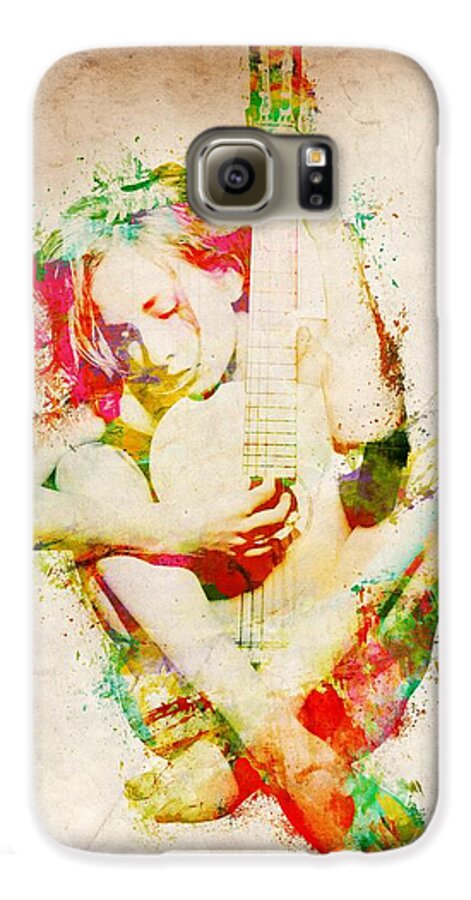 Guitar Galaxy S6 Case featuring the digital art Guitar Lovers Embrace by Nikki Smith