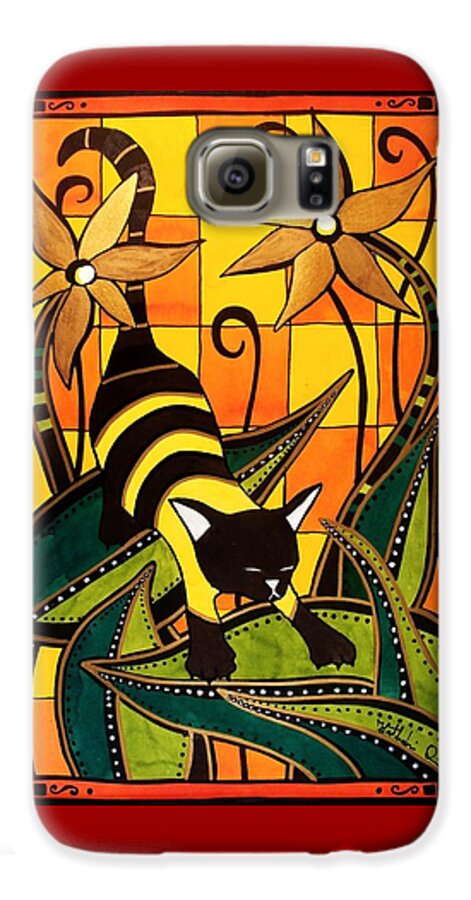 Cats Galaxy S6 Case featuring the painting Kitty Bee - Cat Art by Dora Hathazi Mendes by Dora Hathazi Mendes