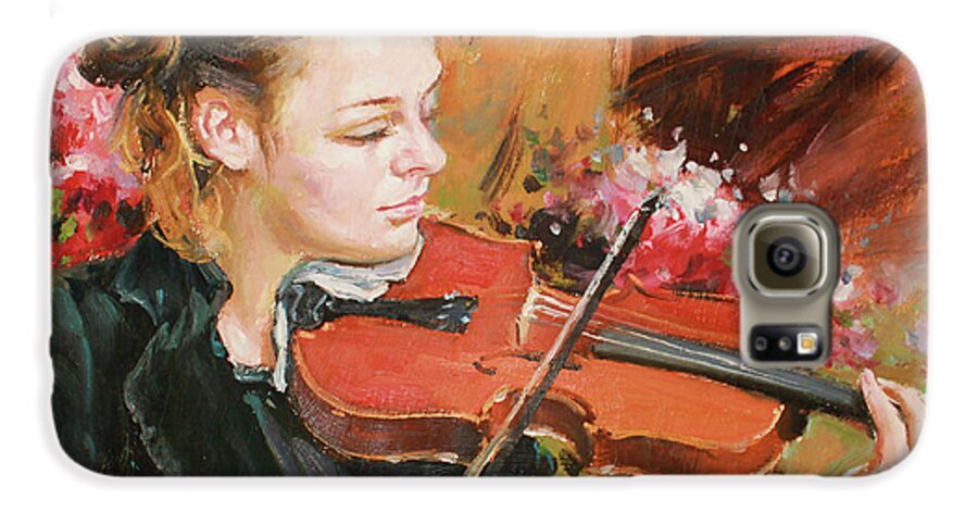 Violin Galaxy S6 Case featuring the painting Learning The Violin by Conor McGuire