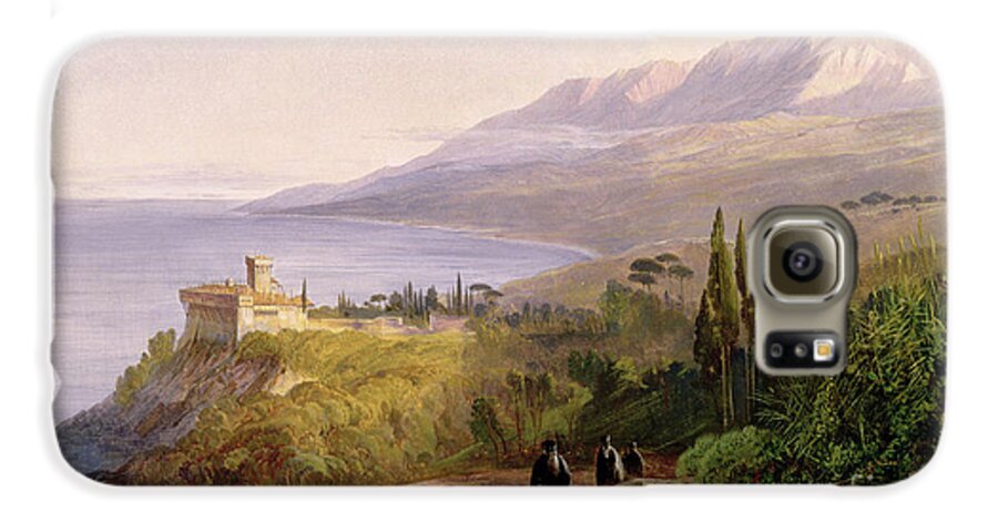 Mount Athos And The Monastery Stavroniketes Galaxy S6 Case featuring the painting Mount Athos and the Monastery of Stavroniketes by Edward Lear