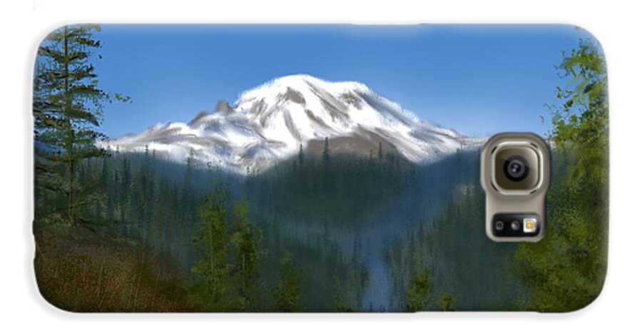 Mountain Galaxy S6 Case featuring the painting Mt Rainier by Becky Herrera