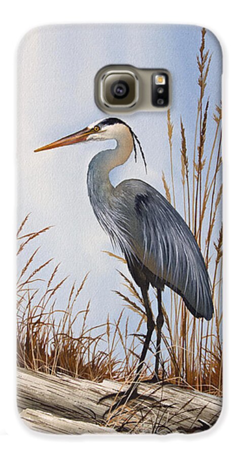Heron Galaxy S6 Case featuring the painting Nature's Gentle Beauty by James Williamson